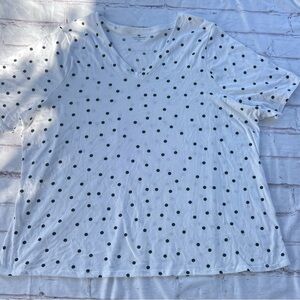 Lane Bryant White Tee with Black Polka Dots
